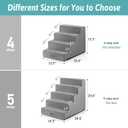 COZY KISS Dog Stairs for Small Dogs, 5 Tier Wider Pet Stairs for High Beds, 23.6" H Non-Slip Dog Steps for Old Cats, Puppies, Small Medium Dogs, 19.7x29.5x23.6 inch, Grey