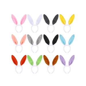 WILLBOND 12 Pcs Easter Plush Bunny Ears Headband Cute Rabbit Ear Hairbands for Dress up Theme Party