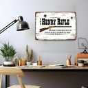 The Henry Rifle Decor Vintage Metal Tin Sign,Winchester Hunting Wall Art Rustic Tin Signs Metal Poster for Home Farmhouse Bar Cafe Pub Garage Man Cave Room 12 x 8 Inch