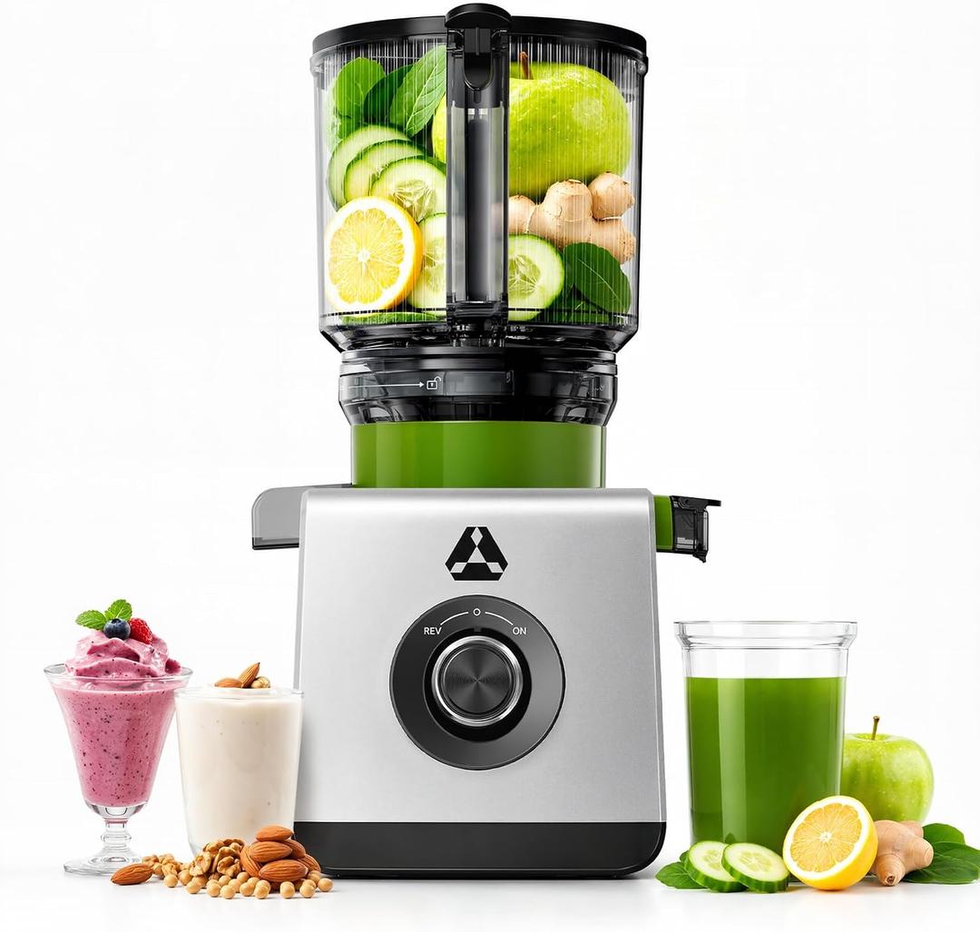 AAOBOSI Cold Press Juicer Machine, 6.45-Inch Extra Wide Feed Chute