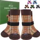 EXPAWLORER Dog Socks for Hardwood Floors, Dog Booties for Winter, Dog Boots & Paw Protectors Pavement to Prevent Licking, Anti Slip Dogs Shoes for Senior Dogs,Khaki L