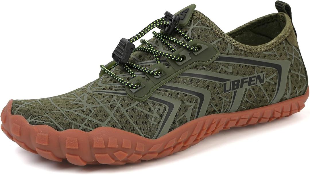 UBFEN Water Shoes Aqua Swim Shoes Mens Womens Beach Sports Quick Dry Barefoot for Boating Fishing Diving Surfing Green Color Size US 14 Women 12 Men