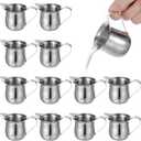 Molain 3 oz Small Creamer Pitcher, Stainless Steel Creamer Dispenser Mini Pitcher Cup with Pouring Spout for Cream, Milk, Coffee, Salad Dressing, Maple Syrup and Sauces, Pack of 12