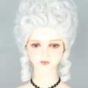 Colonial Wigs for Women White Victorian Court Vintage Wig Baroque Fluffy Beehive Wigs Halloween Costume Party Dress Wig