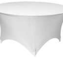 Lann's Linens Premium 5' (60-inch) Round Spandex Tablecloth - Stretch Fitted Table Cover - White