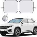 Ziciner 2 PCS Car Windshield Sun Shade, Auto Sun Heat and UV Rays Blocker, 28"31" Foldable Automotive Front Window Sunshade Protector, Universal Vehicle Interior Accessories (Silver-M)