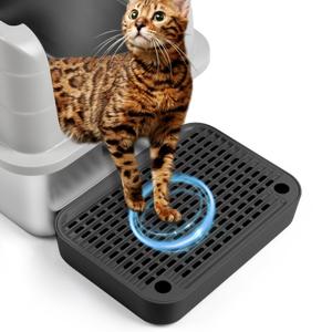 Cat Litter Box Ramp Mat with Filter Function, Cat Step Pedal Stool for Self-Cleaning Litter Box, Easy to Clean, Ideal for Kitten & Elderly Cats (Black)