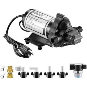 WASSERMANN Water Pressure Diaphragm Pump 115V AC 4.0 GPM 45PSI,Self-priming Booster Pump with Power Plug, for Kitchen Bathroom RV Marine, Yacht Garden
