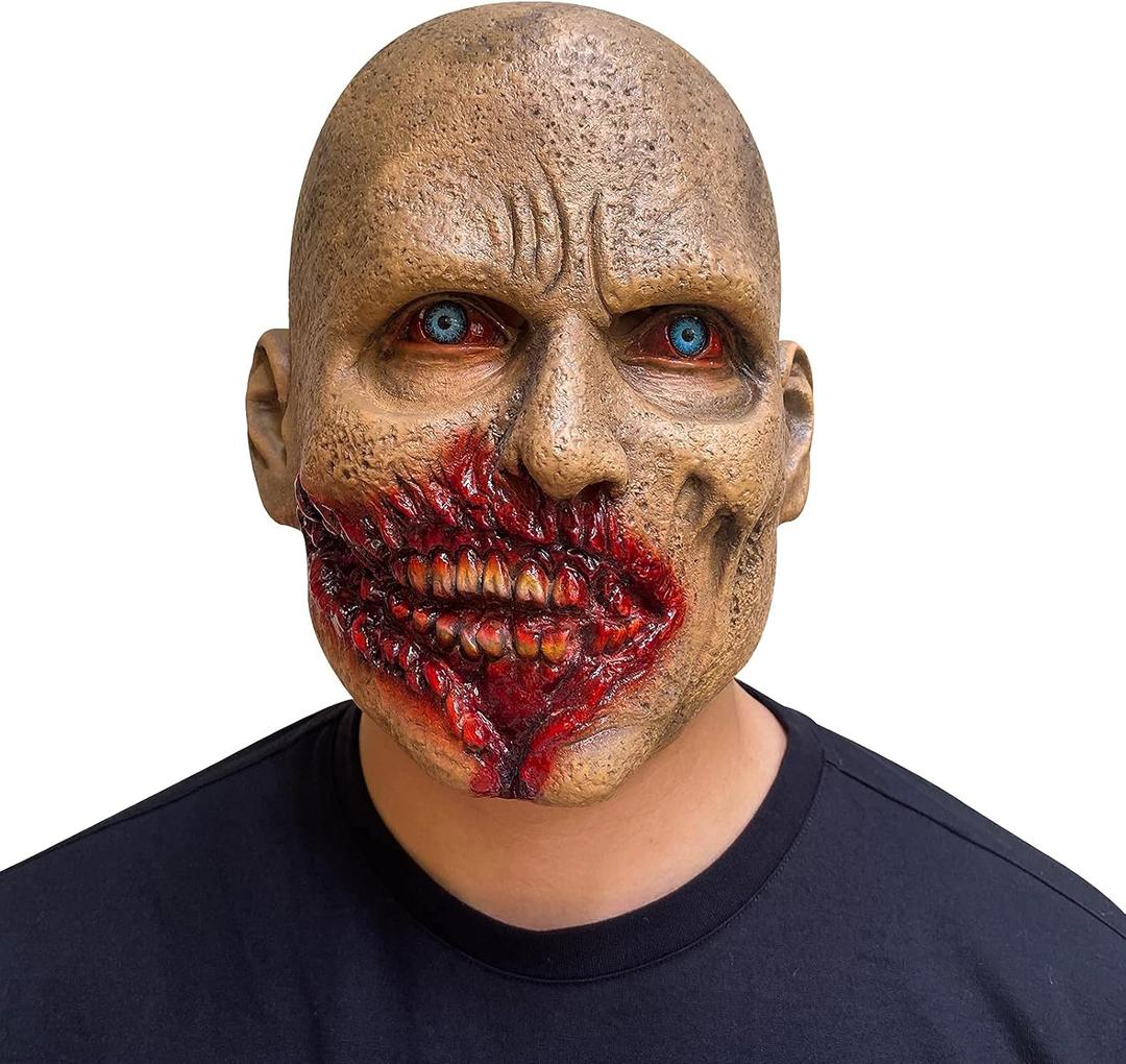 Evil Zombie Mask Creepy Ghost Mask Horror One Eyed Cyclopia Scary Halloween Cosplay Costume Props for Adult Men (Bad Mouth)