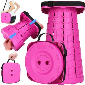 Fishboy Upgraded Square Collapsible Stool, 400lbs Max Weight, Lightweight But Sturdy, Portable Retractable Folding Telescoping Foldable Camping Stool for Adults Outdoor Fishing Hiking Travel BBQ (Square Purple Pink)