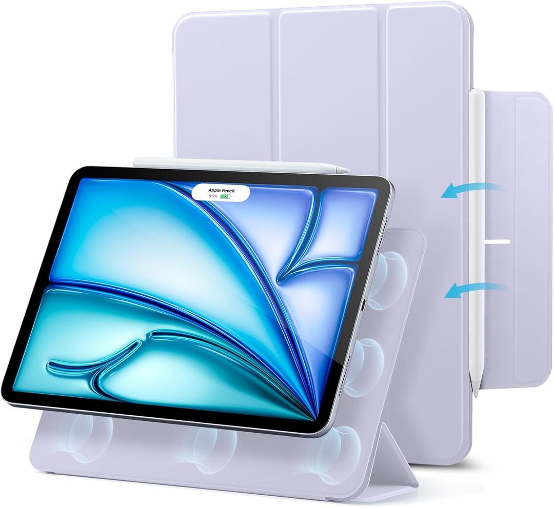 ESR for iPad Air 11 Inch Case M4/M3/M2 (2026/2025/2024), iPad Air 5th/4th Gen (2022/2020), Powerful Magnetic Attachment, Slim Trifold Stand Case, Auto Wake/Sleep, Durable Protection, Light Purple