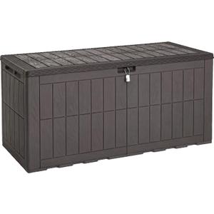 YITAHOME 134 Gallon Large Deck Box | Waterproof Resin Outdoor Storage Box with Lock, Doubles as 2-Person Bench Seating for Patio Furniture Cushions,Garden Tools &