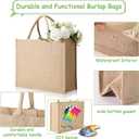 Reginary Burlap Jute Tote Bags Large Jute Tote with Handles Blank Burlap Gift Totes Reusable Grocery Shopping Bags