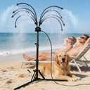 Upgraded Standing Misters for Outside Patio, Adjustable 5.3 FT Stand Misting System with 8 Heavy Duty Brass Nozzles, UV-Proof Water Mister for Outdoor Cooling, Poolside & Backyard