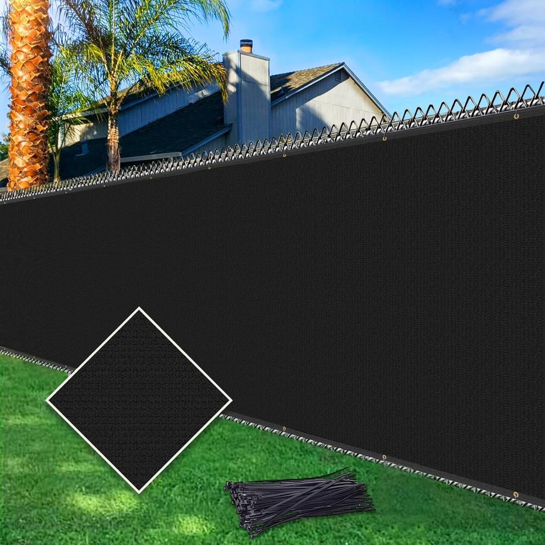 4ftx25ft Privacy Fence Screen Heavy Duty 170 GSM Windscreen & Dustproof Fabric Privacy Screen Covering Mesh Fencing for Outdoor Patio, Balcony, Pool Deck, Black
