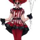 Wicked Clown Costume Girl's (X-Large, Black/Red/Cream)