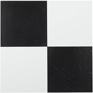 Nexus Self Adhesive 12-Inch Vinyl Floor Tiles, 20 Tiles - 12" x 12", Black/White Pattern - Peel & Stick, DIY Flooring for Kitchen, Dining Room, Bedrooms & Bathrooms by Achim Home Decor