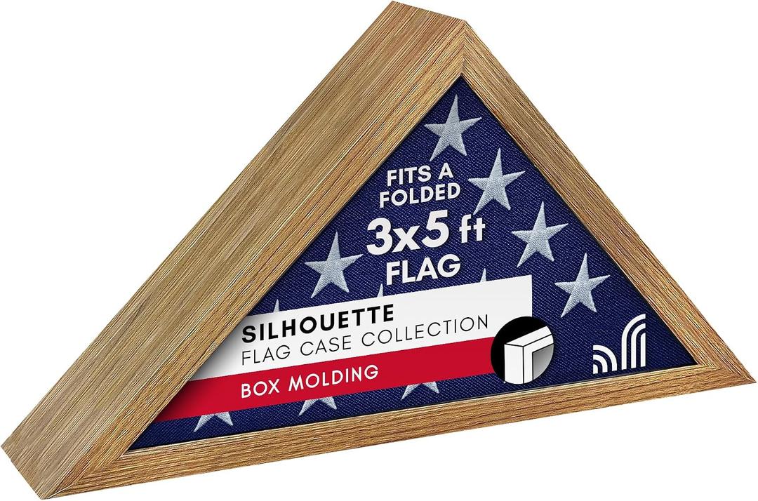Americanflat Small Folded Flag Display Case - Fits Folded 3x5' Ceremonial Flags (Not for Burial Flag) - Silhouette Collection - Display Box for Wall or Tabletop - Barn Wood