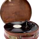 ClearClick Vintage Suitcase Turntable with Bluetooth & USB - Classic Wooden Retro Style