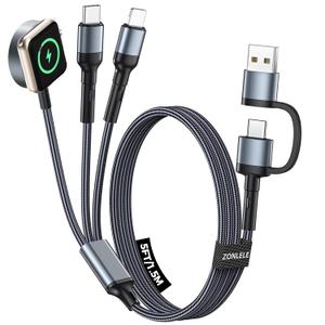 5FT Travel Essentials for Apple Watch Charger,Multi Charging Cable for iPhone 17,iWatch Charger USB C Cord,Car Cruise RV Camping Essentials 2026 for iWatch Ultra/11&iPhone 16/15, Xbox One Cables