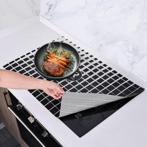 Large Silicone Induction Cooktop Protector Mat 21.2x35.4 Inch, Magnetic Electric Stove Covers Antistrike & Antiscratch Glass Top Stove Cover, Silicone Induction Cooktop Mat for Electric StoveTop