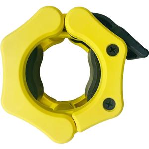 Olympic Barbell Clamps Collars Quick Release Pair Weight Clips for 2 inch Barbell (Yellow w/Black Lever)