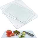Set of 4 Tempered Glass Cutting Boards for Kitchen, Clear Chopping Board with Non-slip Rubber Feet for Countertop, Rectangle Chopping Block Long Lasting Shatter-Resistant Heat-Resistant, 2 Size