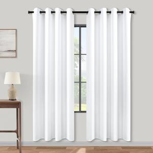 KOUFALL 52x78 Inches Long White Blackout Curtains for Bedroom