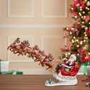 Kurt Adler Musical Santa with 8 Reindeer 2-Piece Set, 24-Inch