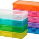 novelinks Plastic Clear Storage Containers for Organizing, Craft Storage Organizers and Stackable Storage Bins with Lids for Pencil Box, Bead, Cookie Cutter, Board Game (9 Pack Medium -Color)