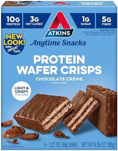 Pack Of 3 Atkins Chocolate Crème Protein Wafer Crisps, Protein Dessert, 4g Net Carb, 1g Sugar, High in Fiber, Keto Friendly, 3 Count
