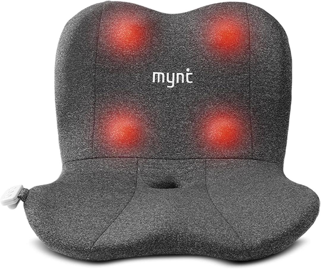 Mynt Lower Back Acupressure Massager for Pain Relief, Foldable Shiatsu Hip Massager with Heat, Ergonomic Support Chair Pad for Sitting Posture, Portable Seat Cushion for Home Office, Gift