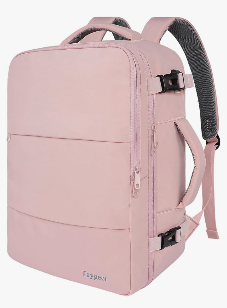 Taygeer Travel Backpack for Women, Carry On Backpack with USB Charging Port & Shoe Pouch, TSA 15.6inch Laptop Mochila Flight Approved, Nurse Bag Casual Daypack for Weekender Business Hiking, Pink