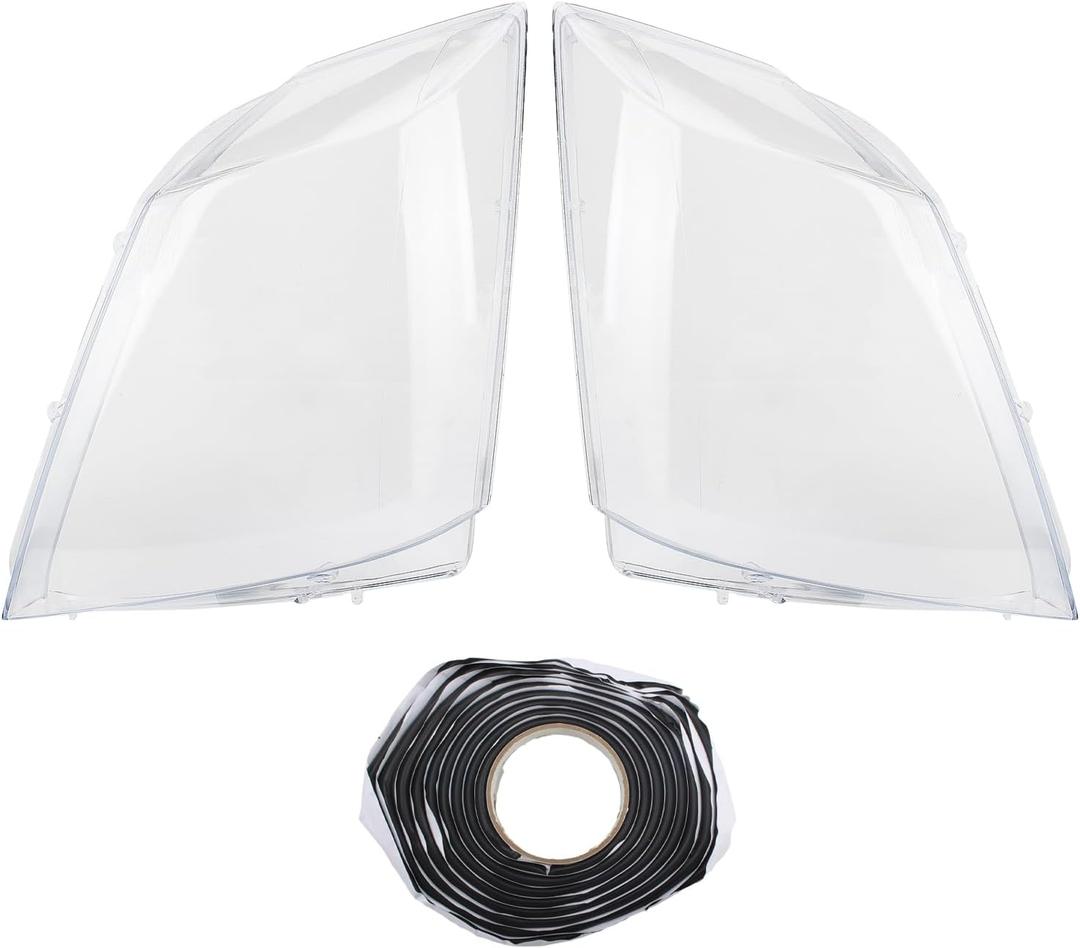 AUTOKAY Pair Clear Left Right Headlight Lens Cover with Glue Fits for Cadillac CTS 2008-2013
