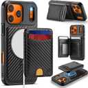 for iPhone 17 Pro Max Case Wallet Compatible with Magsafe, RFID Blocking Magnetic Card Holder 2 in 1 Detachable Kickstand Shockproof Phone Case for iPhone 17 Pro Max 6.9" Carbon Black