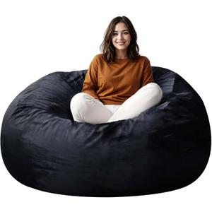 Bean Bag Chair for Adults, 4FT High-Rebound Memory Foam Bean Bag Sofa with Removable Cover, Oversized Bean Bag Couch for Gaming, Reading, and Relaxation, Black