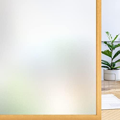 rabbitgoo Window Privacy Film, Frosted Glass Window Clings, Static Cling UV Heat Blocking Door Stickers for Home Bathroom, Removable Indoor Decal Coverings Day and Night, Pure, 17.5 x 78.7 Inches