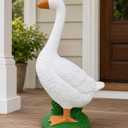iStatue Porch Goose 23 Inch, Porch Goose Statues Lawn Ornaments, Resin Large Outdoor Garden Decor Farmhouse Patio Yard Entryway Decorative Figurine (Grass Base), Extra Large