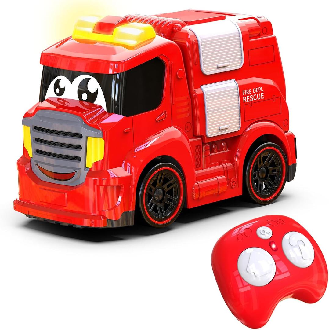 Remote Control Car for Toddlers 1-3 Fire Truck Toy for Ages 2-4 Lights & Sounds Emergency Cars Preschoolers Fire Engine for Boys & Girls