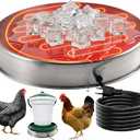 Chicken Waterer Heater,14 Inch Heated Chicken Waterer Base for Winter 5 Gallon with Antibite Cable for Poultry Fountains Water Bowl Plastic Metal Waterer