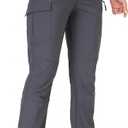 GymBrave Women's Hiking Cargo Pants Quick Dry Outdoor Camping Capris Water Resistant UPF 50 with Zipper Pockets (Large, Long-gray)