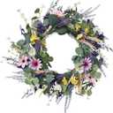 Spring Summer Wreaths for Front Door,20 Inch Artificial Purple Lavender Daisy Wreaths, for Indoors Outdoor Wall Farmhouse Porch Holiday Decor