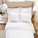 Modern Heirloom Emily Texture (White) 2-Piece Comforter Set, Ruched All Seasons Bedding, Machine Washable - Twin/Twin XL Size