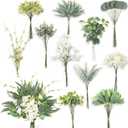 Cindeer 125 Pcs Artificial Greenery Stems Box Set with 11 Kinds of Faux Greenery Stems and Fake Eucalyptus Cherry Blossoms for DIY Bridal Bouquets Arrangement Wedding Home Decor
