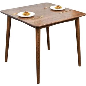 Square Dining Table, Solid Wood Kitchen Table, Mid-Century Modern Kitchen Island Tables for Small Space with Oak Finish, 35.4D x 35.4" W x 29.5" H, Walnut