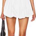 LuFeng Womens Short Sleeve Cut Out Bubble Tank Dress Mock Neck Ruffle Y2k Mini Bodycon Party Club Dresses White, S
