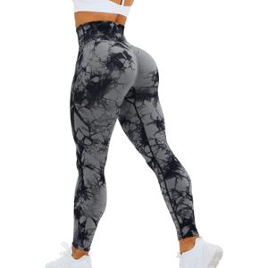 HIGORUN Tie Dye Workout Seamless Leggings for Women High Waist Gym Leggings Yoga Pants (XX-Large, #1 Black)