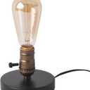 OuXean Vintage Table Lamp, Industrial Desk Lamp Small Retro Bedside Lamp with ON/Off Switch E26 Lamp Holder for Home Lighting Decor, Cafe Bar, Studio Antique Decor(Without Bulb) (Black-Push button)