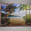 Large Window Beach Canvas Wall Art for Living Room Tropical Ocean Landscape Wall Decor Sunset Palm Tree Pictures Coastal Photo Prints Nature Seascape Artwork for Bedroom Office Home Decorations 32x48" (48L" x 32W")