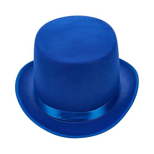Fuguibadn Top Hats for Adults and Kids Costume Magician Hat Prom Dance Deluxe Felt Tuxedo Dress Up Formal Hat-Unisex (01-Blue, 31cm*27cm)